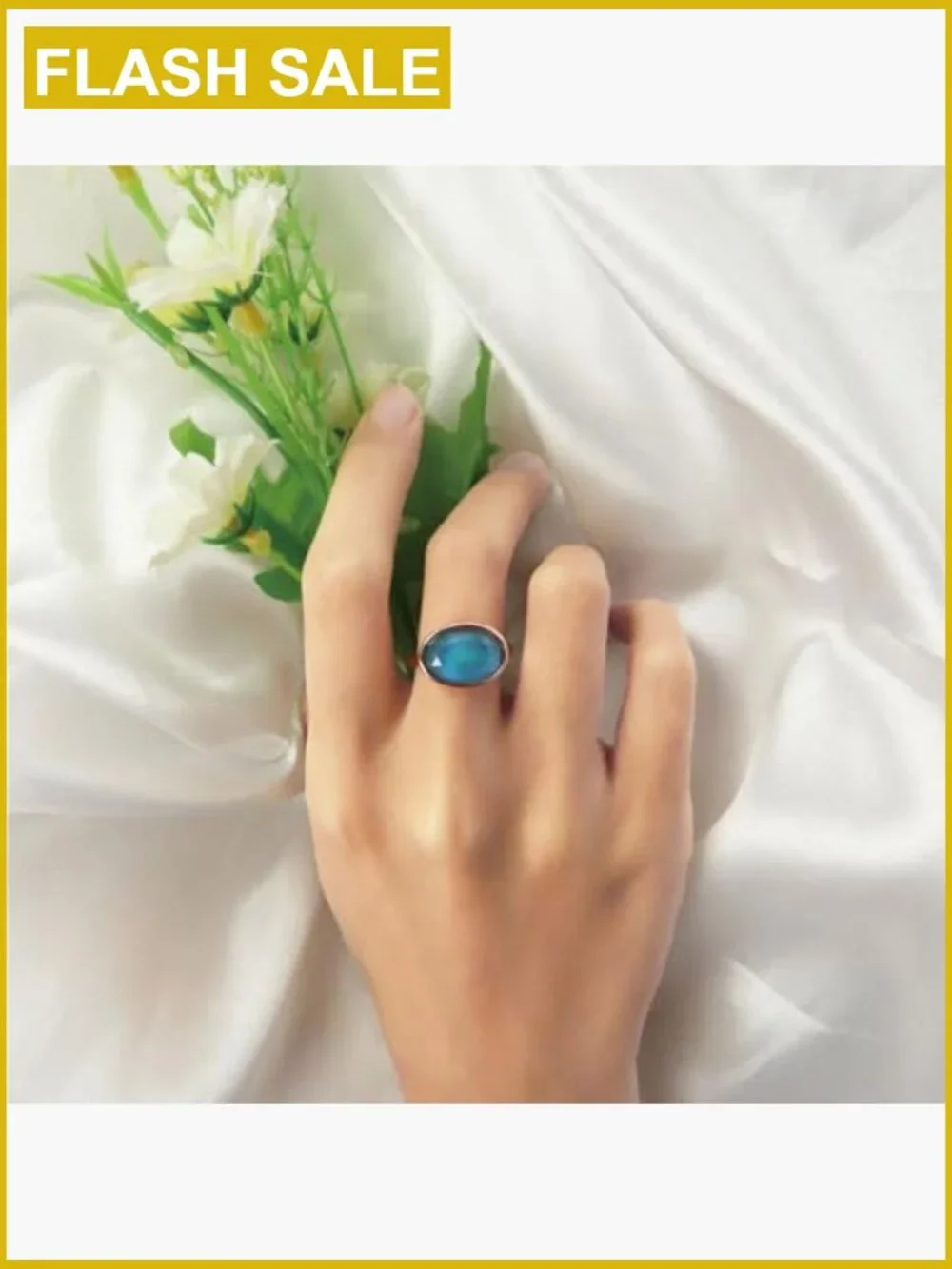 Color Change Mood Ring - Oval Facet Crystal Stone, Minimalist Statement Jewelry
